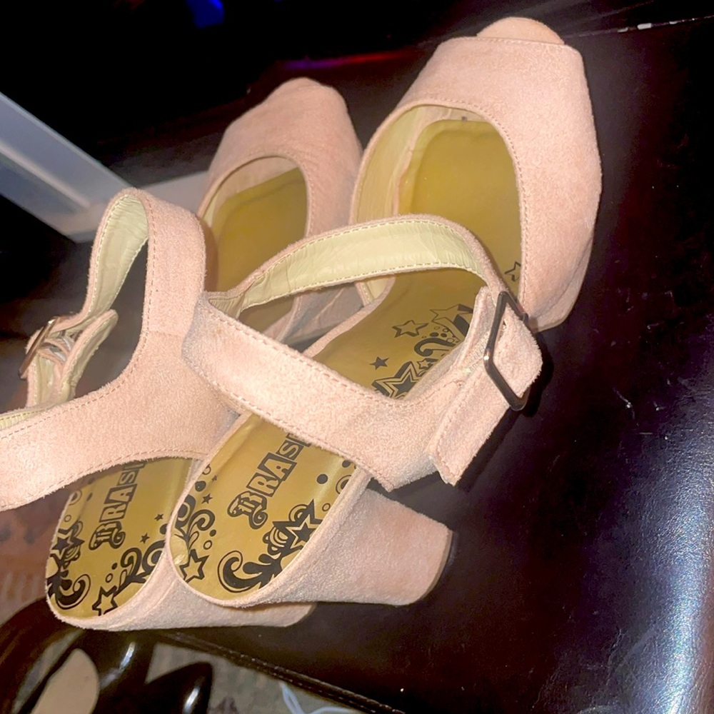 BRASH suede cream colored suede platform sandals